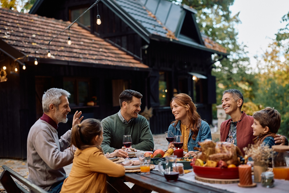 family reunion at picnic table