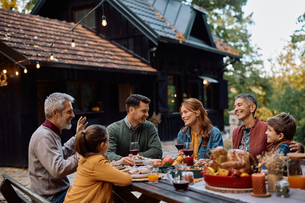 family reunion at picnic table